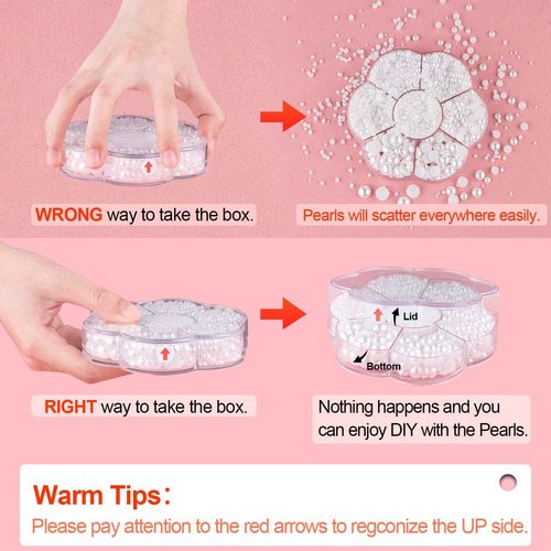 Nail Art Flat Back Half Round Pearl Kits, Mixed Sizes 6000 Pcs with B7000 Jewelry Glue White Small Pearls for Nails with Picking Tools for Graduation Cap Decorations Home DIY Body Face Craft Use