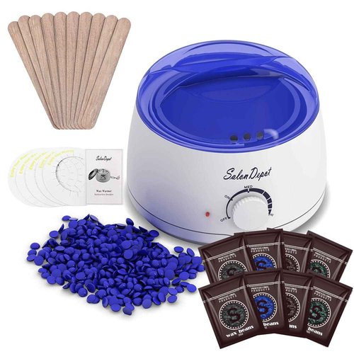 Waxing Kit - Portable Wax Heater for Hair Removal with 5 Pack Hard Wax Beans for Women and Men, Wax Warmer Kit - Suitable for Different Types of Hair, Eyebrow, Facial, Armpit, Bikini (White)