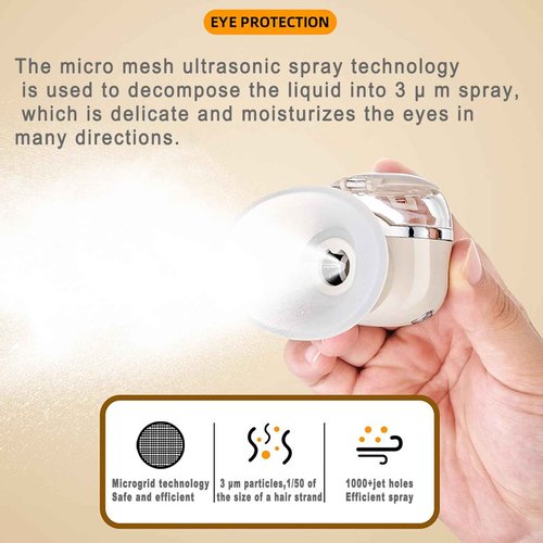 Johncase Heated Eye Sprayer for Dry Eyes Relief Mist Steamer Portable Warm Compress Eyes Mister for Eyelid,Eye Skin SPA Eye Steam Relief Dry Eyes and Stye Mini Eye Drops Tool