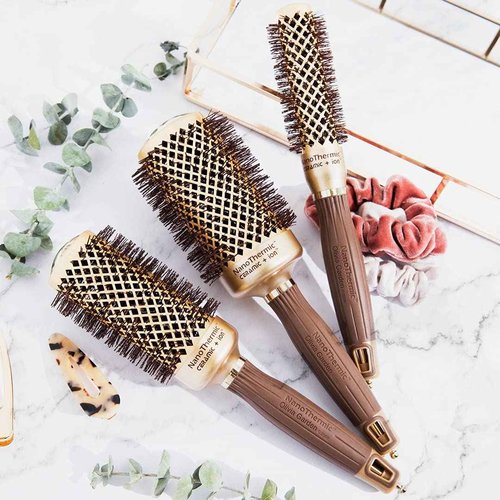 Olivia Garden NanoThermic Ceramic + Ion Round Thermal Hair Brush - Not Electrical - Professional Blowout Brush for Normal to Thick Hair - 1/2"-Diameter Barrel - NT-12