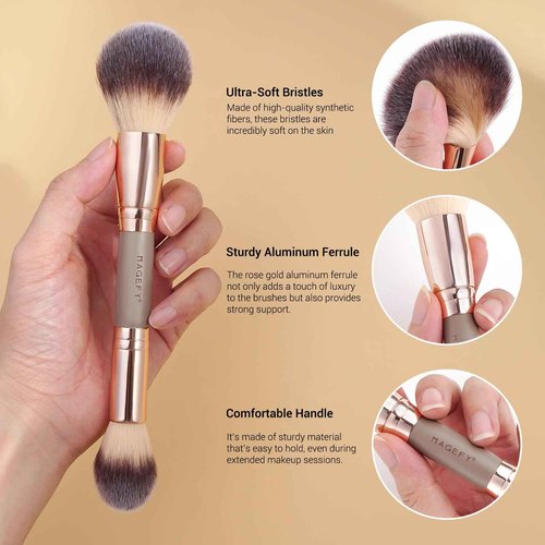 MAGEFY Makeup Brushes 37 Pcs Makeup Kit, Multi-functional Makeup Tool Set with Double-End Powder Blush Eyeshadows Brush Make up Brushes Set Bag,Champagne
