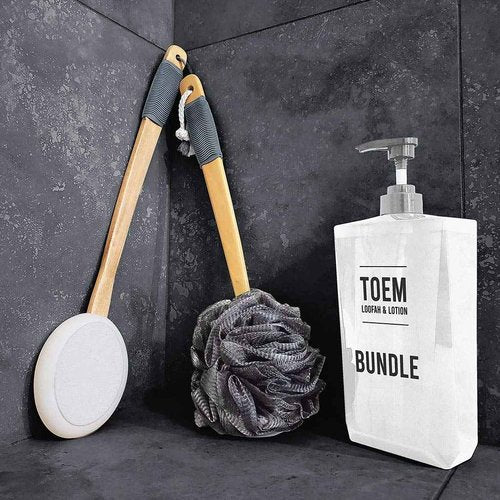 Toem Charcoal Loofah & 4 Pad Lotion Applicator Bundle