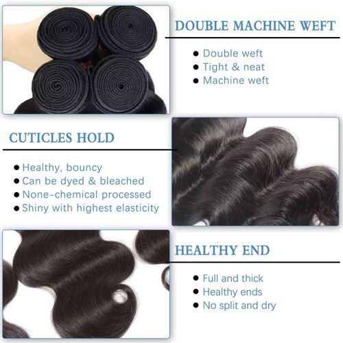 12A Human Hair Bundles 26 Inch Body Wave Bundles Human Hair 100% Unprocessed Brazilian Virgin Weave 1 Bundle for Women Natural Black Real Body Wavy Human Hair Extensions