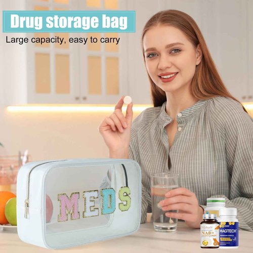 YUDEYG Medicine Bag Organizer & Travel Toiletry Bag for Women, clear makeup bag, Meds Patch & PVC, Meds Travel Bag - Ideal for Sunscreen, Pill Bags, Travel Medicine