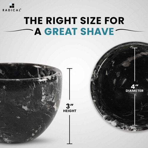 Radicaln Marble Shaving Bowl 3" Inch Black Handmade Shave Soap Holder for Men, Barber Accessories & Supplies, Luxury Stone Bowl for Shaving Cream & Aftershave Foam