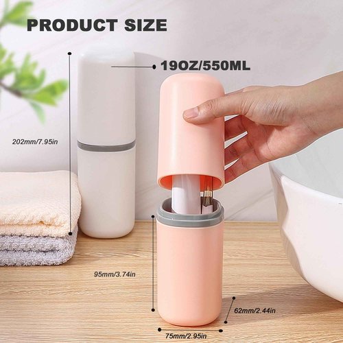 ZWCEGND 2PCS Toothbrush Travel Case,Multi-Function Portable Toothbrush Cover,Dustproof Toothbrush Holder,Suitable for Business Camping Travel or Daily Use(Pink+Blue)