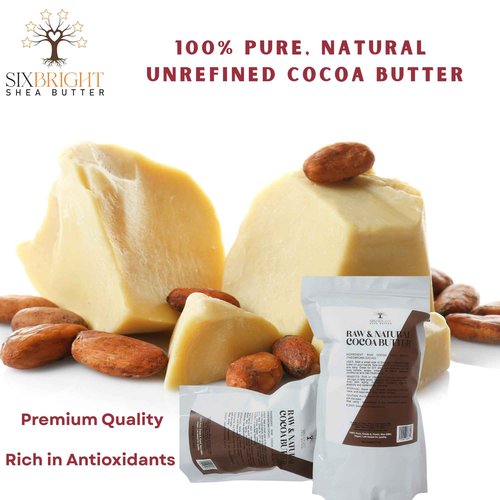 Sixbright Unrefined Cocoa Butter –16 oz | 100% Pure, Food Grade- Natural Moisturizer for Dry Skin, Fades Stretch Marks & Scars ,For Skin, Hair, DIYs. Chocolate Aroma