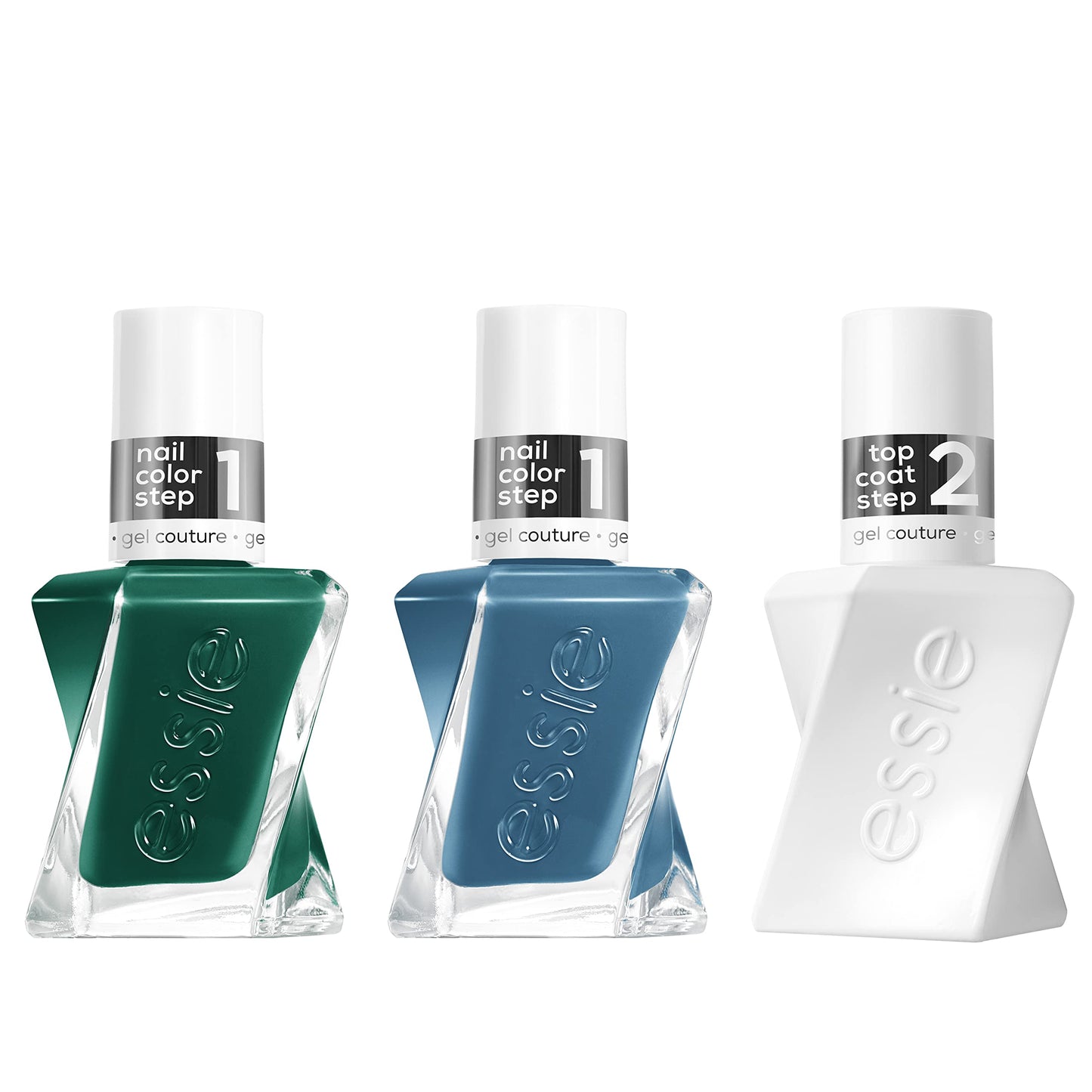 Essie Nail Polish Set, Daisy Jones & The Six Inspired, Longwear Gel-like Nail Polish, Cut Loose, Blue, + Invest In Style, Green + Gel-like Shiny Top Coat