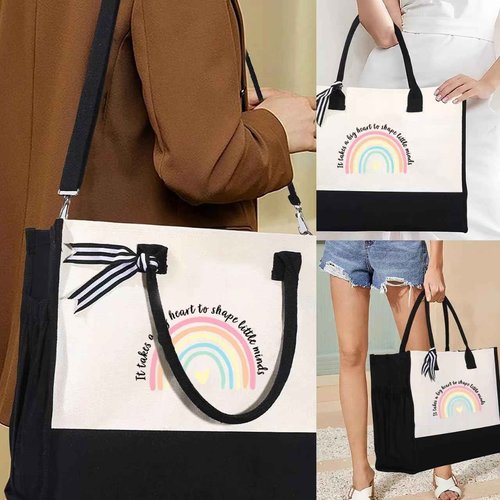 Teacher Appreciation Gifts Tote Bag Set Appreciation Retirement Gift with Makeup Bag, Shoulder Strap and Gifting Box Ideal Thank You Merch for Women Educators