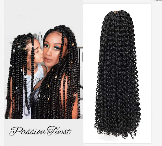 8 Packs Passion Twist Hair 20 Inch Water Wave Crochet Hair for Black Women Long Bohemian Crochet Braids Passion Twist Crochet Braiding Hair Extensions (20 Inch, 1B)