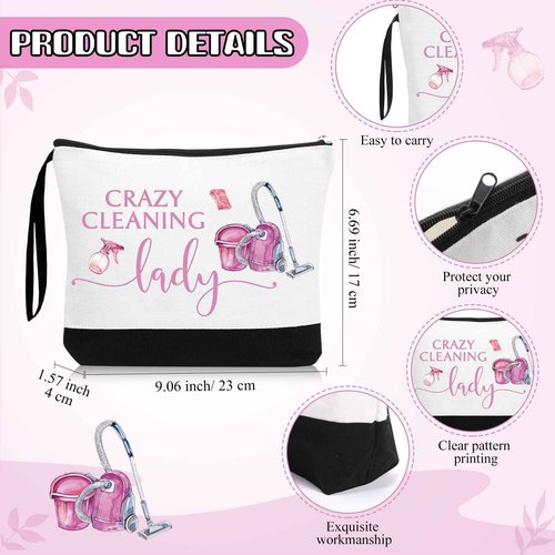 Kacctyen 3 Pcs Housekeeping Appreciation Gift, Housekeeping Week Tote Bag Cosmetic Makeup Bag Cleaning Keychain for Cleaning Service Staff Coworker