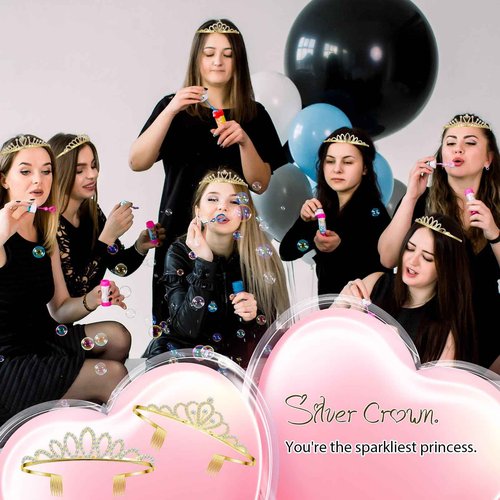 Yuefunny 24 Pcs Crystal Tiara Headbands for Women Princess Headband Crown with Combs Tiaras and Crowns for Pageant Bridal Wedding Prom Party Gifts(Stylish,Gold)
