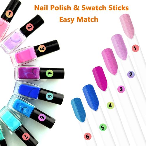 2 Set Number Stickers (1-600) for Nail Swatch Sticks & Nail Gel Polish Organize, Double Small Holographic Numbers Stickers for Matching Label, Adhesive Label Organizer (Dia.10mm)