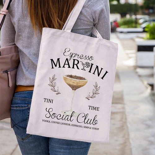 WCGXKO Espresso Martini Bachelor Bachelorette Birthday Party Favor Tote Bag Espresso Martini Lover Gift (T-Martini)