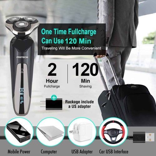 Electric Razor for Men - Rechargeable Electric Shaver for Men, Waterproof Wet Dry Cordless Razor with Nose Hair Trimmer and Sideburns Trimmer