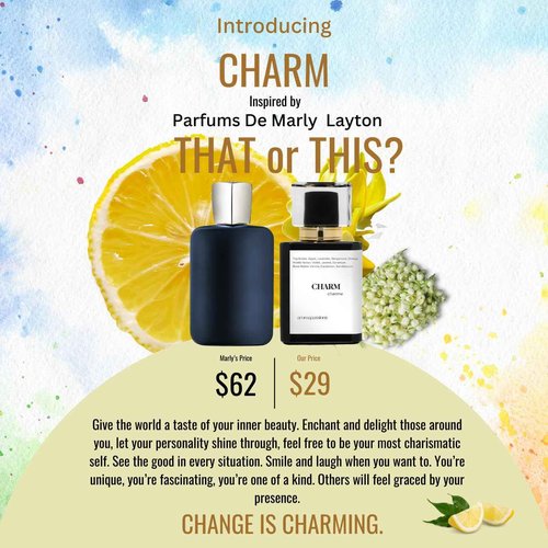 CHARM | Inspired by Parfums De MRLY LAYTON | Pheromone Perfume for Men and Women | Extrait De Parfum | Long Lasting Dupe Clone Perfume Cologne | Essential Oil Fragrance | (30 ml / 1 Fl Oz)