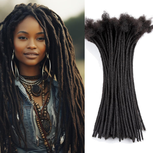 Teresa 12 Inch 0.2cm Width Loc Extension Human Hair Natural Black 60 Strands Full Hand-made Permanent Locs Extensions Can Be Dyed and Bleached for Men/Women/Kids Real Dreadlock Extensions Human Hair