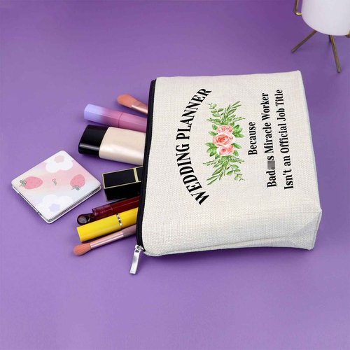 Wedding Planner Gifts for Wedding Day Makeup Bag Engagement Gift Wedding Appreciation Gifts Cosmetic Bag Thank You Gift for Wedding Coordinator Bridal Shower Gift Retirement Thanksgiving Gift