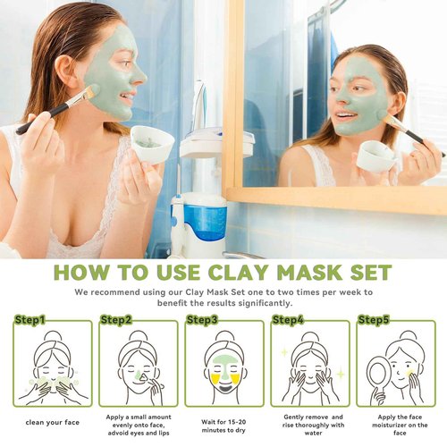 ANAI RUI 3 Pcs Pore Cleansing Face Mask Set,Green Tomato Clay Mask - Turmeric Vitamin C Facial Mask Red Bean Refreshing Pore Mask, 3-in-1 Spa Face Masks Skincare Gift Set 2.5 oz each