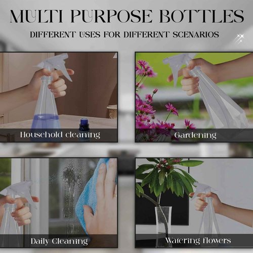 FZE Pack of 2 500ml Spray Bottles with Excellent Nozzle and Powerful Mist Spray for Gardening, Kitchen Cleaning in Crystal Mode[ Crystal Flow]