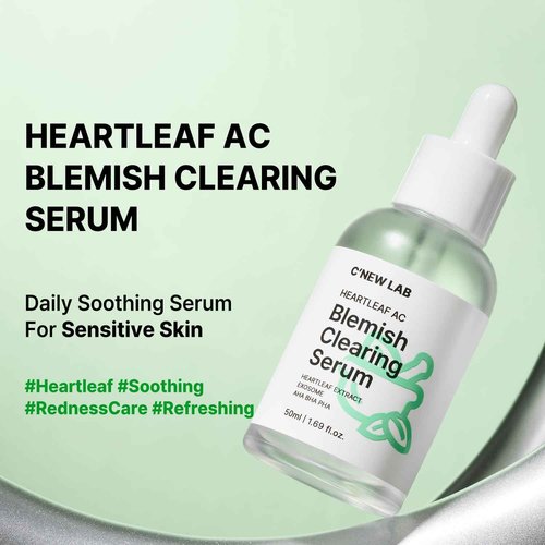C’NEW LAB Heartleaf AC Blemish Clearing Serum 50ml (1.69 fl.oz.) | Soothing & Skin Texture Refining Serum, Oil Control, Lightweight Essence | Heartleaf Extract, Niacinamide 5%, Korean Skin Care