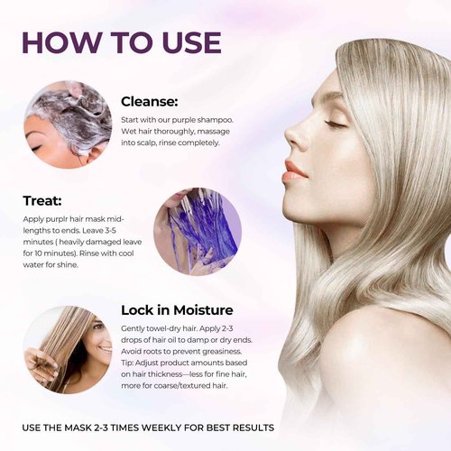 Karseell Purple Hair Mask with Argan Oil for Blonde Silver Gray Hair, Brass Neutralizing Treatment 16.9 fl oz + 1.69 fl oz