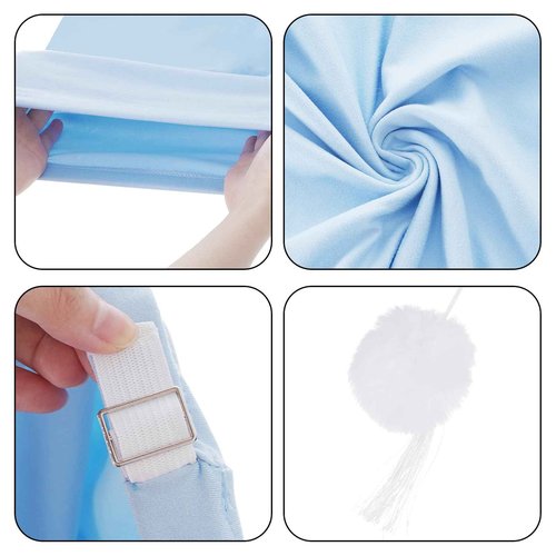 cnomg 2pcs Men's Night Sleeping Cap Adjustable Pajama Cap with Pom Ball and Tassel Women Daily Use (US, Alpha, Medium, White, lighht Blue)