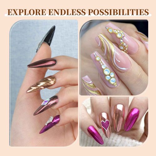 Saviland Chrome Nail Powder Set: 30Pcs Metallic Mirror Chrome Nail Powder Gold Black Red Green Gold Chrome Powder for Gel Nails Home & Nail Salons DIY