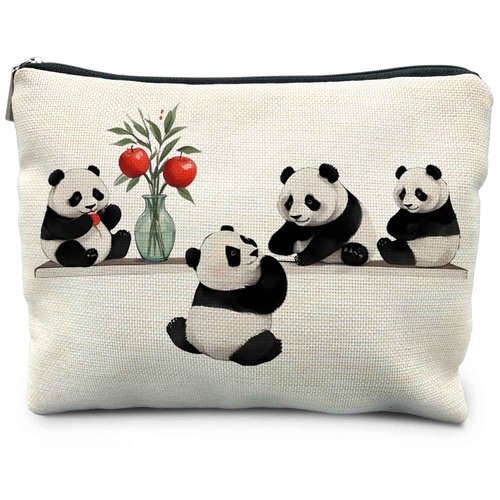 RYYCDOI Cute Panda Makeup Bag, Panda Lover Gifts Cosmetic Bags for Women, Panda Bear Gifts Makeup Pouch Zipper Pouch