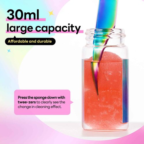 ACTROL Eyelash Extensions Tweezer Cleanser 1 Bottles Lash Tweezers Cleaning Tool for Lash Glue Remover with Sponge Pink Ball Eyelash Tweezer Liquid Supplies 30ml