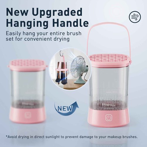 Electric Makeup Brush Cleaner - 9000 RPM Makeup Brush Cleaning Machine, IP65 Waterproof Automatic Makeup Brush Cleaner for Makeup Sponges and Brushes(Pink)
