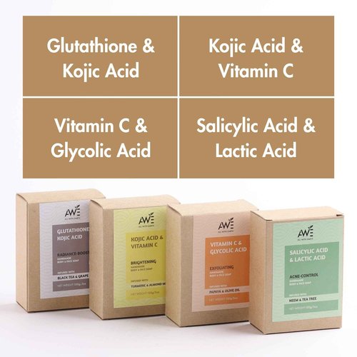 Handmade Face & Body Soap Set of 4 Soaps Skin Brightening Hydrating Variants Vitamin C Retinol Kojic Acid Collagen Radiant Healthy Skin (Brightening Blends)
