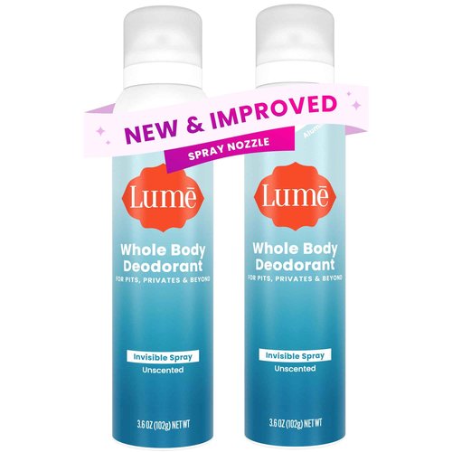 Lume Invisible Spray Deodorant For Women - Whole Body Deodorant Spray - 72 Hr Odor Control - Ozone Friendly, Natural Propellant - Aluminum & Baking Soda Free, Skin Loving - 3.6 ounce (Unscented)