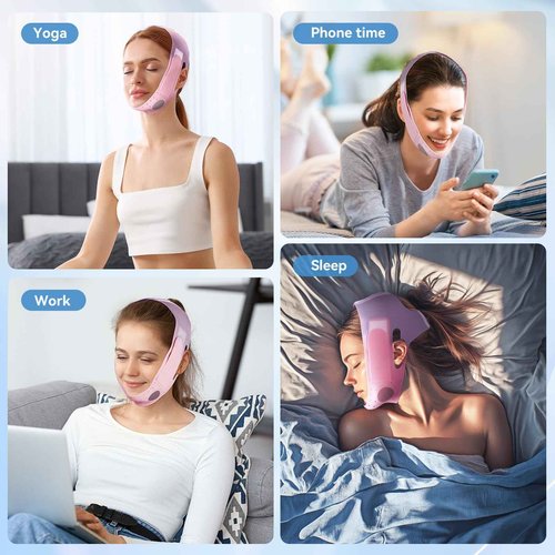 ONLUKY Chin Strap for Sleeping, Soft Silicone V-Line Lifting Mask, Reusable Face Lift for Women Men Anti Snoring Devices for Sleep Home Working Travel Yoga