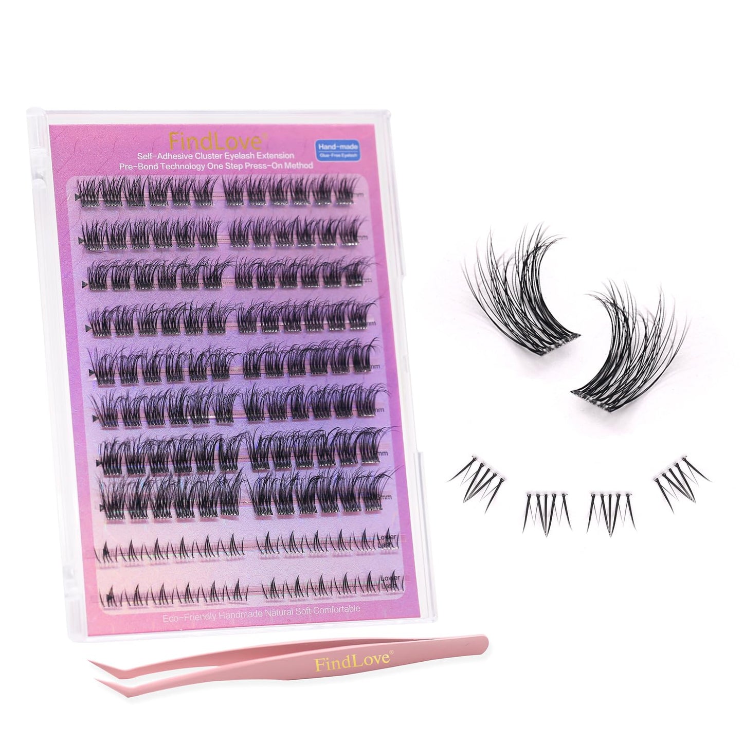 Self-Adhesive Cluster Eyelash Extensions with Bottom Lashes Fluffy Lash Clusters Volume Individual Lashes Wispy Eyelash Clusters DIY Lash Extension at Home