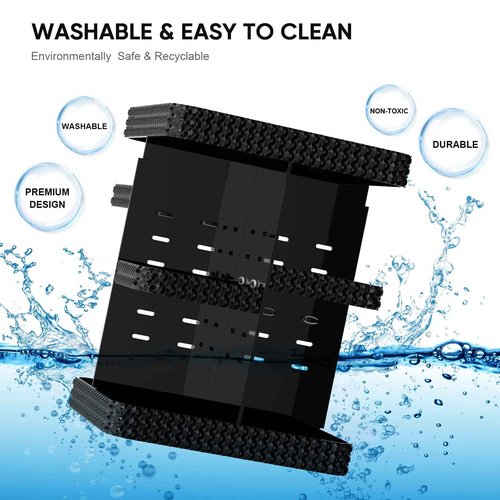 DALEMKY 360 Rotating Makeup Organizer - Black Acrylic Makeup Storage for Vanity, Cosmetic Organizer with Lotion and Perfume Holder for Dresser