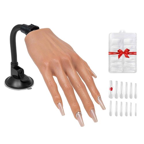 Veikmv Practice Hand for Acrylic Nails - Flexible Training Mannequin Hand for Acrylic Nails & Gel Polish,Professional Mannequin Model with Adjustable Fingers for Nail Art Beginners