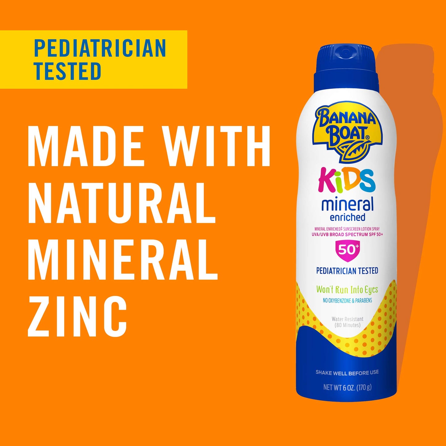 Banana Boat Kids Mineral Enriched, Broad Spectrum Sunscreen, SPF 50+, Pack of 1, 9.5 oz.