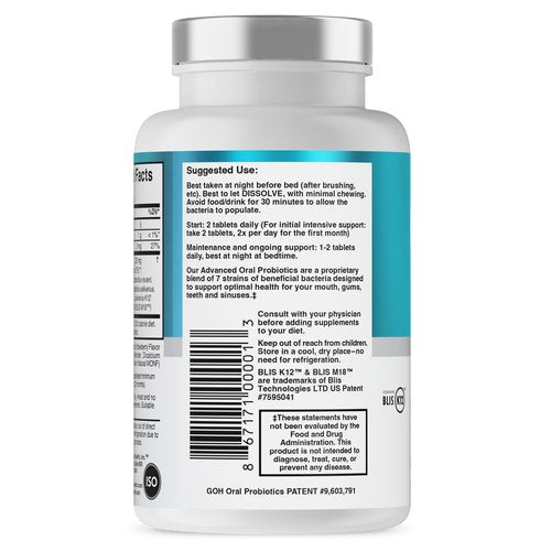Oral Probiotics for Mouth Bad Breath Treatment for Adults; Dentist Formulated Dental Probiotics for Teeth and Gums, Chronic Halitosis with BLIS K12 M18, Chewable Oral Health Tablets Strawberry Vanilla