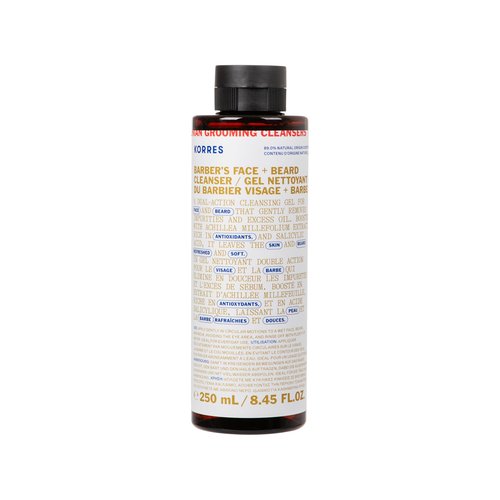 KORRES Athenian Grooming Cleansing Gel for Face & Beard, Deep Cleanser with Achillea Millefolium Extract & Salicylic Acid, Removes Oil & Dirt, Vegan, Silicone & Paraben Free, Matte Finish, 8.45 Fl Oz