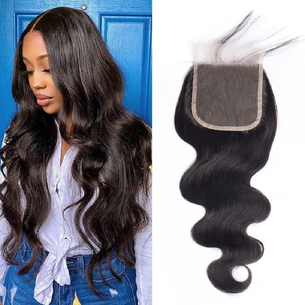 4x4 Body Wave Closure Human Hair 10 Inch HD Lace Closure 10A Brazilian Body Wave Virgin Hair Transparent Lace Closure Pre Plucked with Baby Hair Free Part