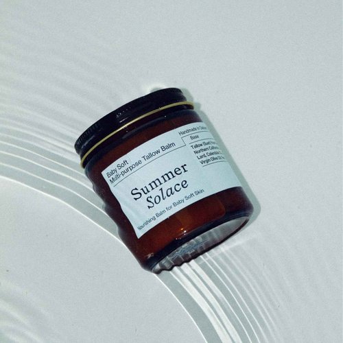 Summer Solace Tallow Family Balm Unscented with Light Cacao Butter | Moisturizing Leaf Lard, Pasture Raised Cattle Suet, Organic Pastured Leaf Lard Nourishing Face & Body Balm for Parents 50ml