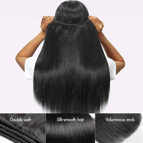 Human Hair Bundles Straight 3 Bundles Human Hair 16 18 20 Inch 100% Unprocessed 12A Brazilian Virgin Hair Bundles Weave Straight Human Hair Extensions