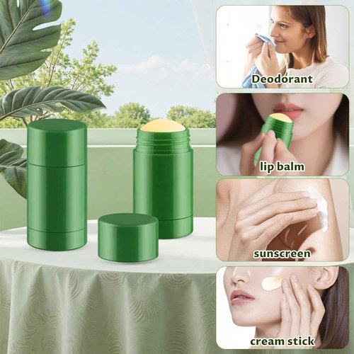 24 Pack 40ml/1.3oz Empty Deodorant Containers Twist-Up Refillable Deodorant Tubes Plastic Deodorant Bottles Bottom-fill Lip Balm Tubes For DIY Homemade Deodorant Aromatherapy Balm (green)