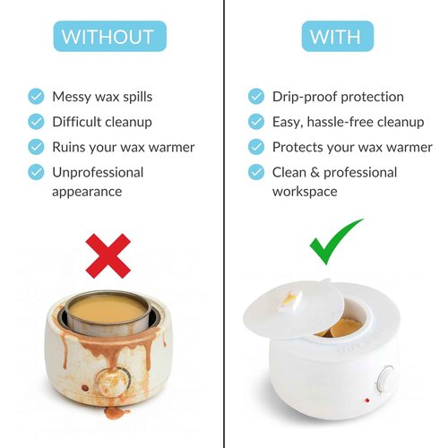 Reusable Non-Stick Silicone Wax Collars + Can + Lid for Wax Pot – Fits All 14-16 oz Wax Cans & Warmers – Wax Warmer Collars for Easy, Mess-Free Cleaning, 3-Piece Set (Collar + Can + Lid, White)