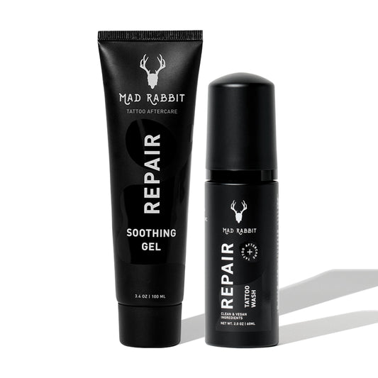 Mad Rabbit Tattoo Aftercare Bundle – Tattoo Soap & Soothing Gel – Fragrance-Free Foam Wash & Anti-Itch Moisturizer – Clean, Vegan, Unscented Tattoo Care for New Tattoos