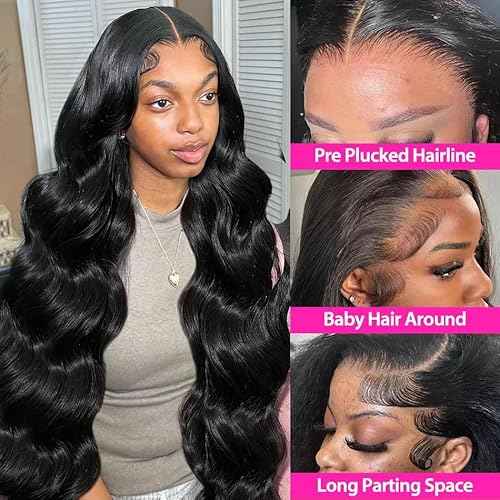 Body Wave Lace Front Wigs Human Hair 13x4 HD Transparent Lace Front Wigs Human Hair Pre Plucked 180 Density Brazilian Virgin Human Hair Glueless Wig for Women Natural Hairline 20 Inch