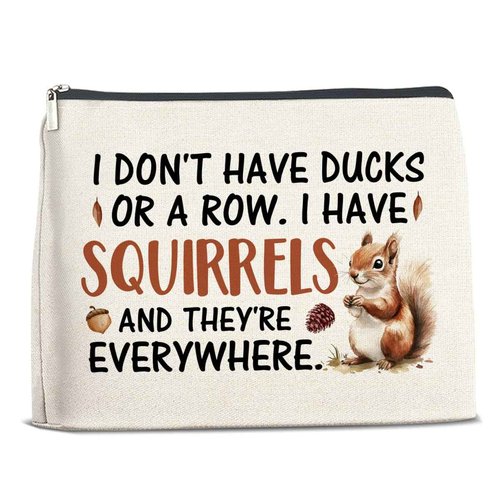 Funny Office Gifts Makeup Bag for Women, Humorous Quote Coworker Gifts Birthday Christmas Gift Ideas for Friends Work Besties Vibrant Squirrels Print Cosmetic Bag Travel Toiletry Pouch for Purse