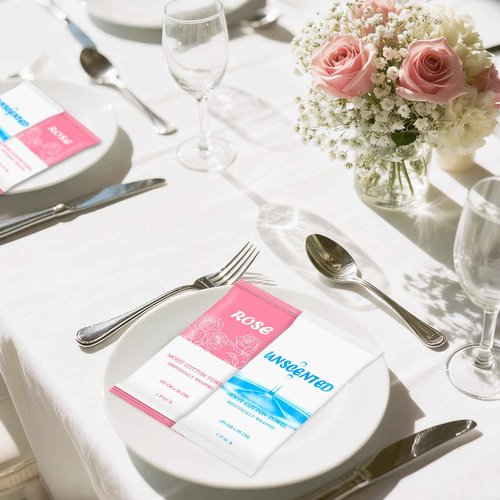 Moist Towelettes, Disposable Pre Moistened Towels Individually Wrapped, Soft Portable Face & Body Wet Towels for Travel Hotel Sport Camping Spa 9.8 x 9.8 inch, Rose & Fresh (100 Pack)