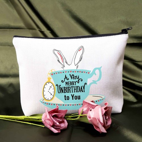 BDPWSS Princess Makeup Bag A Very Merry Unbirthday To You Zipper Pouch For Fairy Tales Wonderland Flowers Gift
